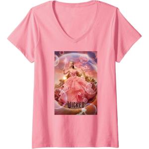 imageWomens Wicked Glinda Bubble Poster VNeck TShirtPink