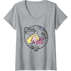 imageWomens Wicked Glinda Daydreaming Playful Cartoon Style VNeck TShirtHeather Grey