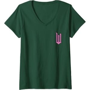 imageWomens Wicked Logo Glinda Daydreaming Playful Cartoon Style VNeck TShirtDark Green