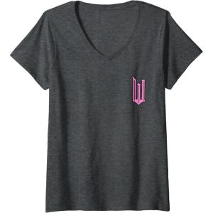 imageWomens Wicked Logo Glinda Daydreaming Playful Cartoon Style VNeck TShirtDark Heather Grey