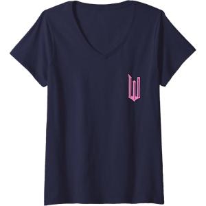 imageWomens Wicked Logo Glinda Daydreaming Playful Cartoon Style VNeck TShirtNavy Blue