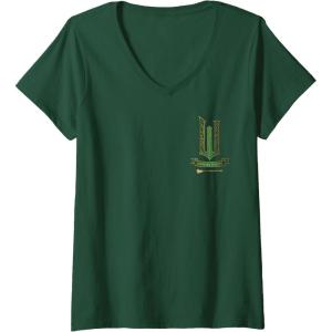 imageWomens Wicked Movie Logo Elphaba Green And Gold Broom VNeck TShirtDark Green