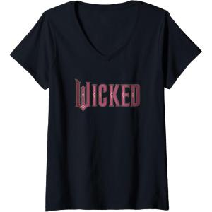 imageWomens Wicked Movie Logo Glinda Pink And Gold VNeck TShirtBlack