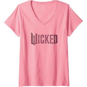 imageWomens Wicked Movie Logo Glinda Pink And Gold VNeck TShirtPink