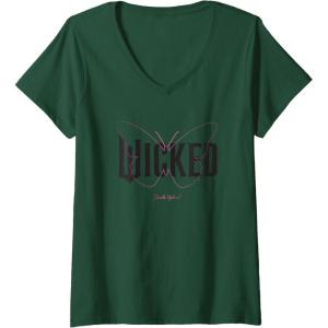 imageWomens Wicked Movie Logo Glinda Upland VNeck TShirtDark Green