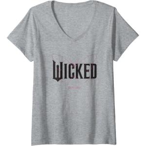 imageWomens Wicked Movie Logo Glinda Upland VNeck TShirtHeather Grey