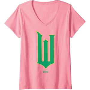imageWomens Wicked Movie W Logo Green Goes Good With Pink VNeck TShirtPink