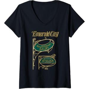 imageWomens Wicked The Emerald City Beautification Salon VNeck TShirtBlack
