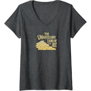 imageWomens Wicked The Marvellous Land Of Oz Yellow Brick Road FampampB VNeck TShirtDark Heather Grey
