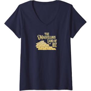 imageWomens Wicked The Marvellous Land Of Oz Yellow Brick Road FampampB VNeck TShirtNavy Blue