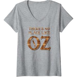 imageWomens Wicked The Wizard Theres No Place Like Oz FampampB VNeck TShirtHeather Grey