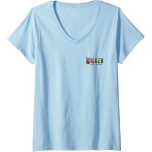 imageWomens Wicked for Good Glinda Bubble Poster Front ampamp Back VNeck TShirtBaby Blue
