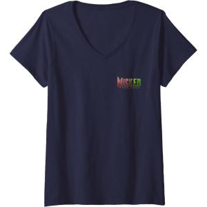 imageWomens Wicked for Good Glinda Bubble Poster Front ampamp Back VNeck TShirtNavy Blue