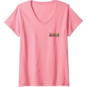 imageWomens Wicked for Good Glinda Bubble Poster Front ampamp Back VNeck TShirtPink