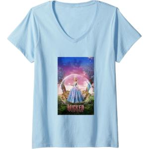 imageWomens Wicked for Good Glinda Bubble Poster VNeck TShirtBaby Blue