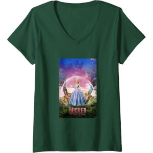 imageWomens Wicked for Good Glinda Bubble Poster VNeck TShirtDark Green