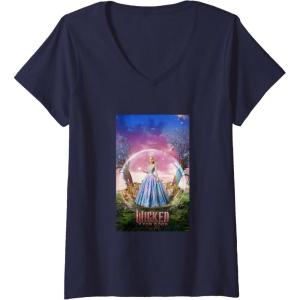 imageWomens Wicked for Good Glinda Bubble Poster VNeck TShirtNavy Blue