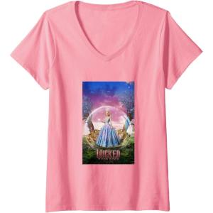 imageWomens Wicked for Good Glinda Bubble Poster VNeck TShirtPink