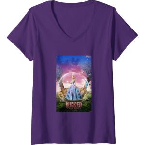 imageWomens Wicked for Good Glinda Bubble Poster VNeck TShirtPurple