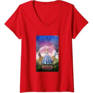 imageWomens Wicked for Good Glinda Bubble Poster VNeck TShirtRed