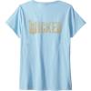 imageWomens Wicked For Good Ozian Gold Logo Front And Back VNeck TShirtBaby Blue