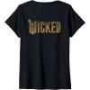 imageWomens Wicked For Good Ozian Gold Logo Front And Back VNeck TShirtBlack