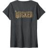 imageWomens Wicked For Good Ozian Gold Logo Front And Back VNeck TShirtDark Heather Grey