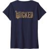 imageWomens Wicked For Good Ozian Gold Logo Front And Back VNeck TShirtNavy Blue