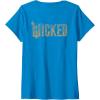imageWomens Wicked For Good Ozian Gold Logo Front And Back VNeck TShirtSapphire Blue