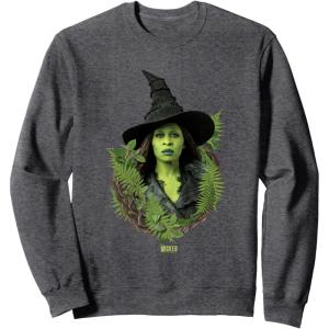 imageWicked For Good Elphaba Bold Portrait ampamp Greenery SweatshirtDark Heather Grey
