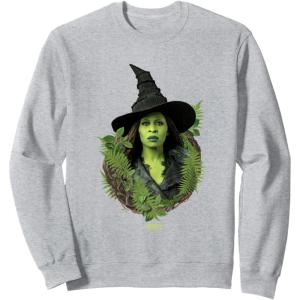 imageWicked For Good Elphaba Bold Portrait ampamp Greenery SweatshirtHeather Grey