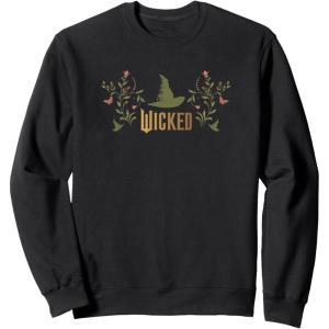 imageWicked Movie Logo Elphaba Hat Floral SweatshirtBlack
