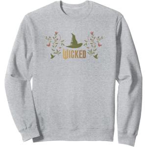 imageWicked Movie Logo Elphaba Hat Floral SweatshirtHeather Grey