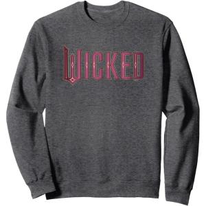 imageWicked Movie Logo Glinda Pink And Gold SweatshirtDark Heather Grey