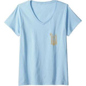 imageWomens Wicked For Good Ozian Gold Logo Front And Back VNeck TShirtBaby Blue