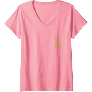 imageWomens Wicked For Good Ozian Gold Logo Front And Back VNeck TShirtPink