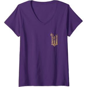 imageWomens Wicked For Good Ozian Gold Logo Front And Back VNeck TShirtPurple