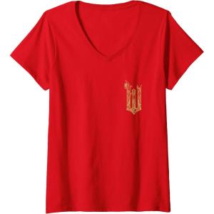 imageWomens Wicked For Good Ozian Gold Logo Front And Back VNeck TShirtRed