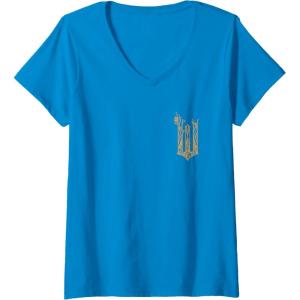 imageWomens Wicked For Good Ozian Gold Logo Front And Back VNeck TShirtSapphire Blue