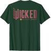 imageWicked Movie Logo Glinda Pink And Gold Wand TShirtDark Green