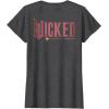 imageWicked Movie Logo Glinda Pink And Gold Wand TShirtDark Heather Grey