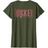 imageWicked Movie Logo Glinda Pink And Gold Wand TShirtOlive Green