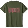 imageWicked Movie Logo Glinda Pink And Gold Wand TShirtOlive Green