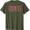 imageWicked Movie Logo Glinda Pink And Gold Wand TShirtOlive Green