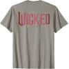 imageWicked Movie Logo Glinda Pink And Gold Wand TShirtSlate Grey