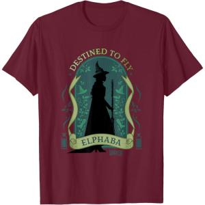 imageWicked Elphaba Destined To Fly Silhouette UnisexAdults TShirt Black SmallBurgundy