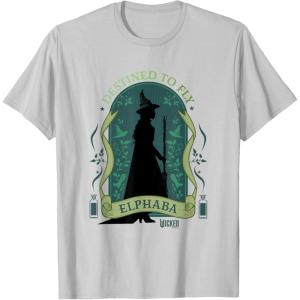 imageWicked Elphaba Destined To Fly Silhouette UnisexAdults TShirt Black SmallSilver Grey