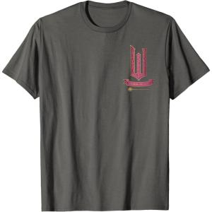 imageWicked Movie Logo Glinda Pink And Gold Wand TShirtAsphalt Grey