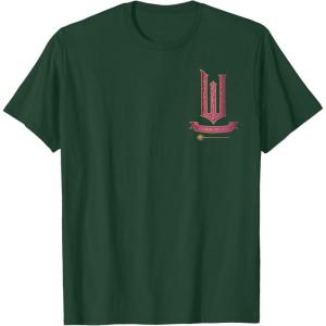 imageWicked Movie Logo Glinda Pink And Gold Wand TShirtDark Green