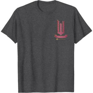 imageWicked Movie Logo Glinda Pink And Gold Wand TShirtDark Heather Grey